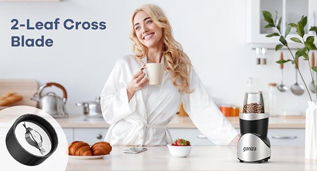 Ganiza Smoothie Blender, Blender for Shakes and Smoothies, 15-Piece Personal Blender and Grinder Combo for Kitchen, Smoothies Maker with 4 BPA-Free Portable Blender Cup, Nutritious Recipe, MAX 900W
