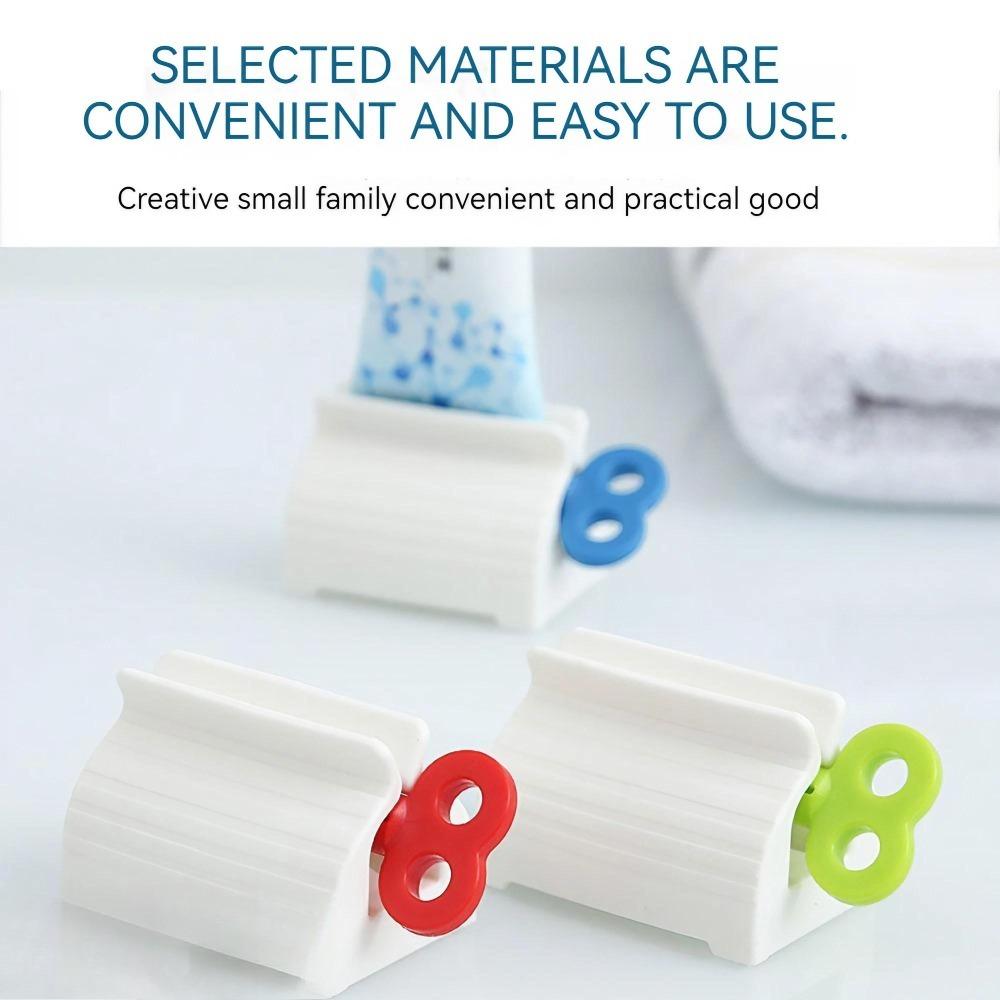 No-Install Toothpaste Squeezer with Strong Adhesion Roller, 360° Rotation for Full Squeeze, Non-Slip & Waterproof Holder, Bathroom Countertop Organizer for Tubes.