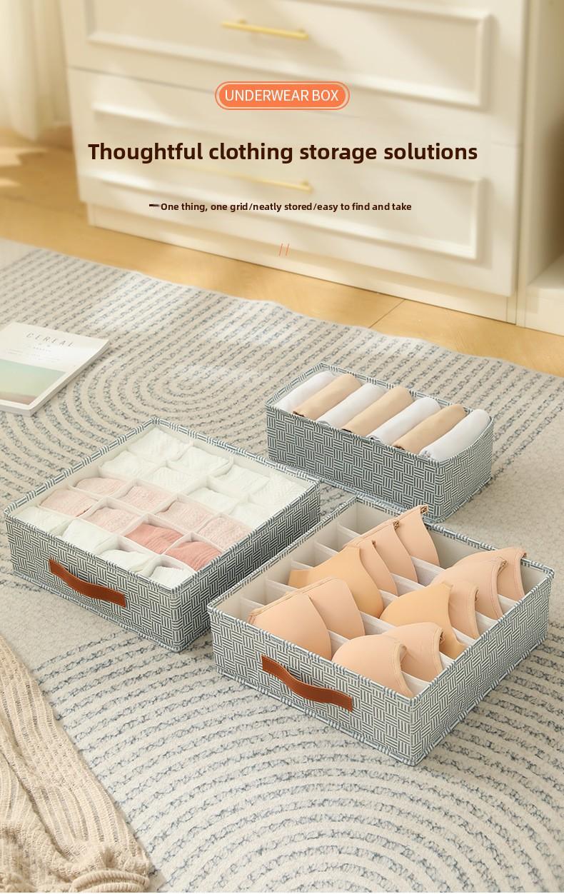 Underwear Drawer Organizer, 6/7/20 Grid Bra Panty Socks Storage Box, Foldable Lingerie Divider for Bedroom Dorm Closet