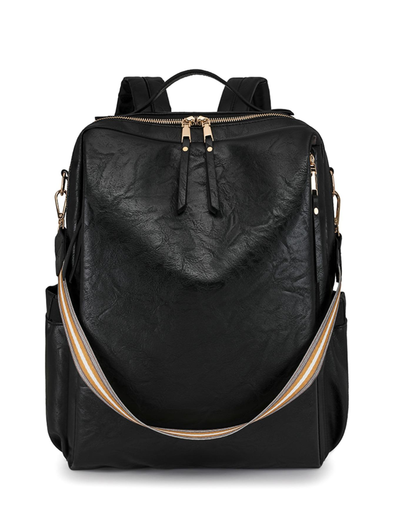 New Fashion Women's Backpack, Soft Leather Texture, Large Capacity, 15.6 Inch Laptop Bag, Casual Style, All Seasons, Durable PU Material