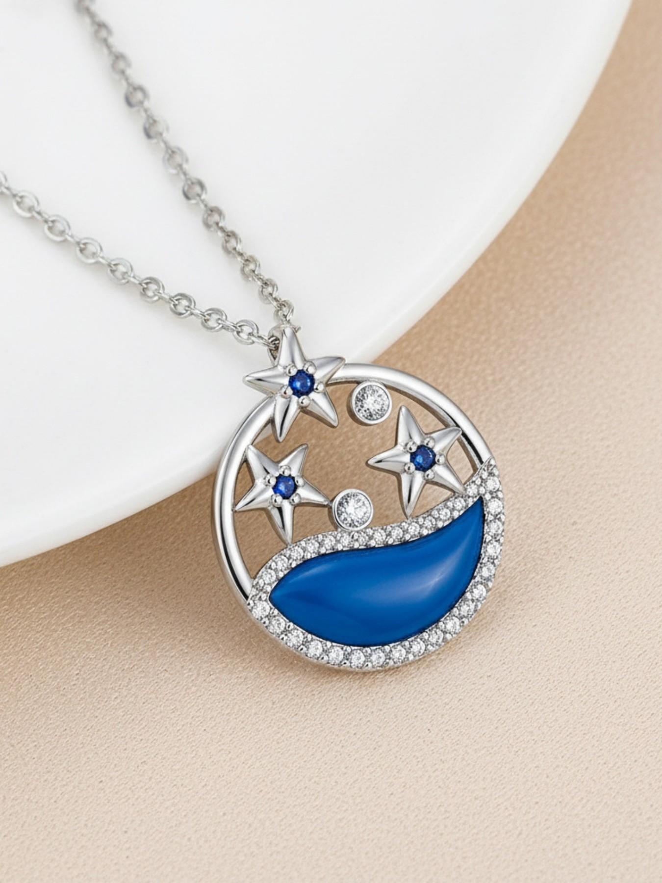 Round Starry Waves · Ocean Diamond Original unique little starfish gem necklace, fresh and elegant.Paired with a preserved rose & teddy bear gift box.Perfect mysterious gift for birthdays, Valentine’s Day, Mother’s Day and Christmas.