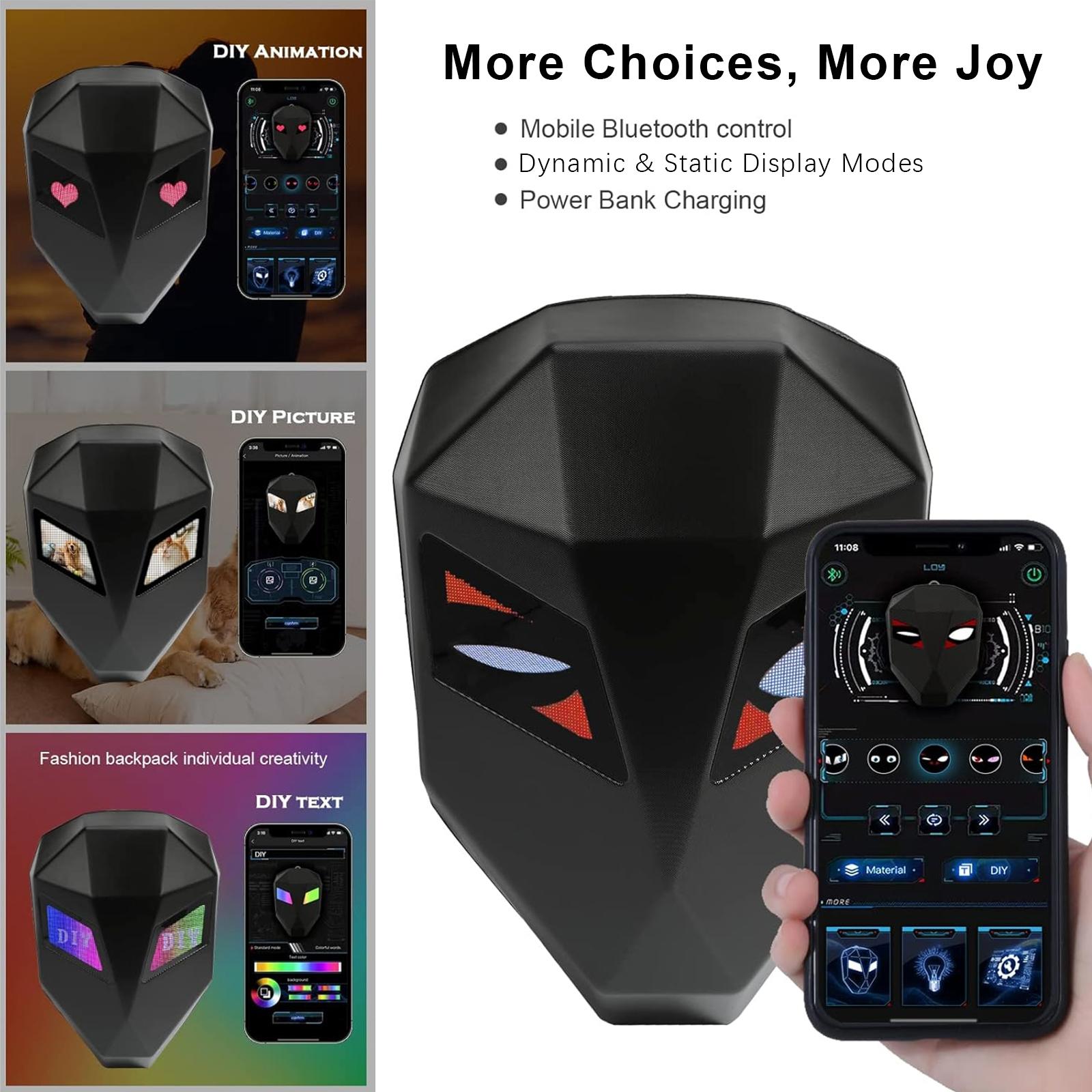 Smart LED Programmable Motorcycle Backpack Waterproof Hard Shell, Large Capacity Full-Size Helmet and Laptop, University Gift Birthday Christmas Gift, University Gift, Cool Gift for Boys, LED Cool Backpack（Requires Self Provided Power）