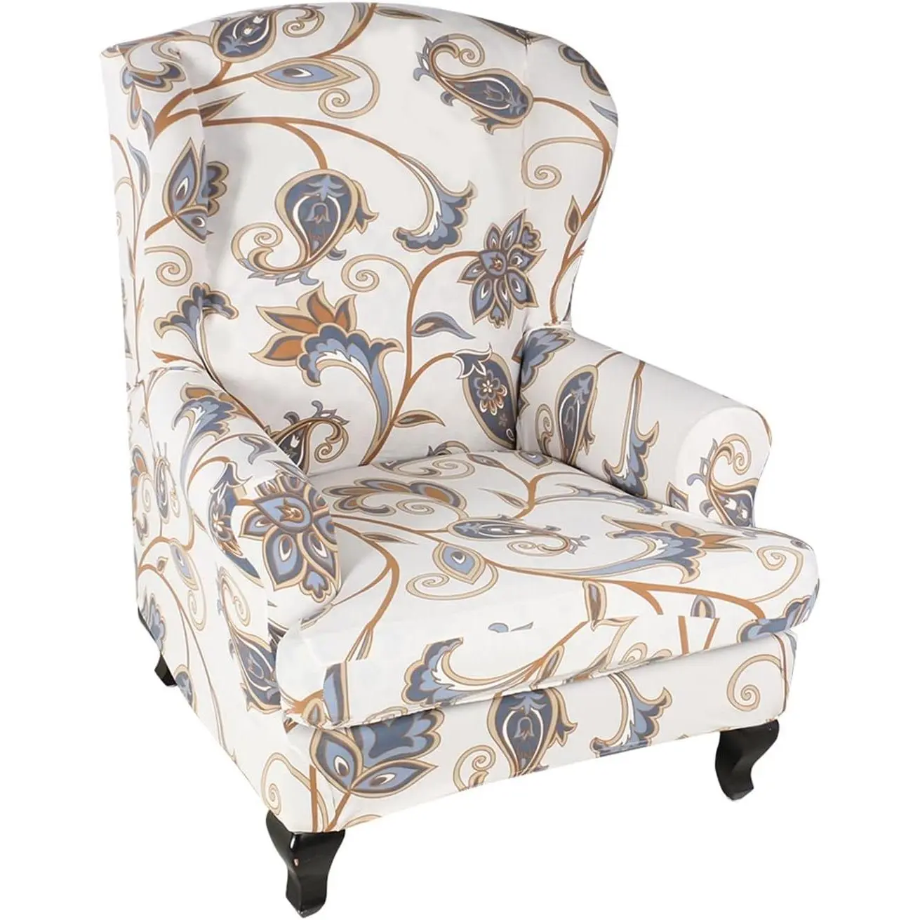 Wingback Chair Cover Slipcovers 2 Piece Stretch Wing Chair Covers Spandex Sofa/Armchair Non-Slip Furniture Protector for Living Room, Color01