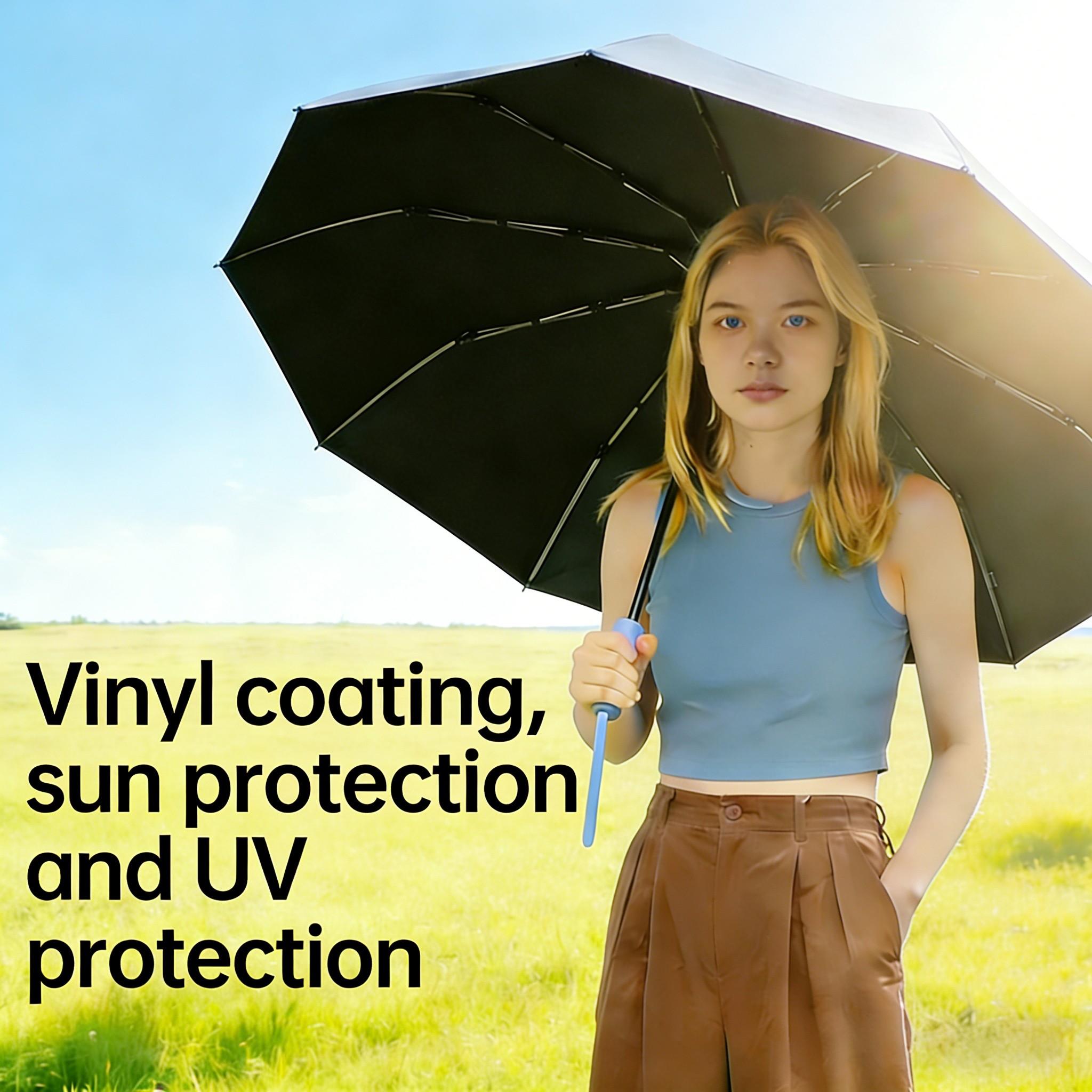 New Auto Open Close Umbrella, 40% Easier Retraction, Vinyl Coated UV Protection Umbrella, Thickened Fiberglass Windproof Frame for Work, Outdoor Leisure, Fishing, Golf, and Travel