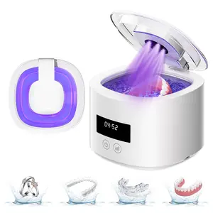 Ultrasonic denture cleaner, Retainer Cleaner Machine for Dentures, Mouth Guards, Braces, Toothbrush Heads, Jewelry, 45kHz Retainer Cleaning, 3 Modes for All Denture Appliances (White)