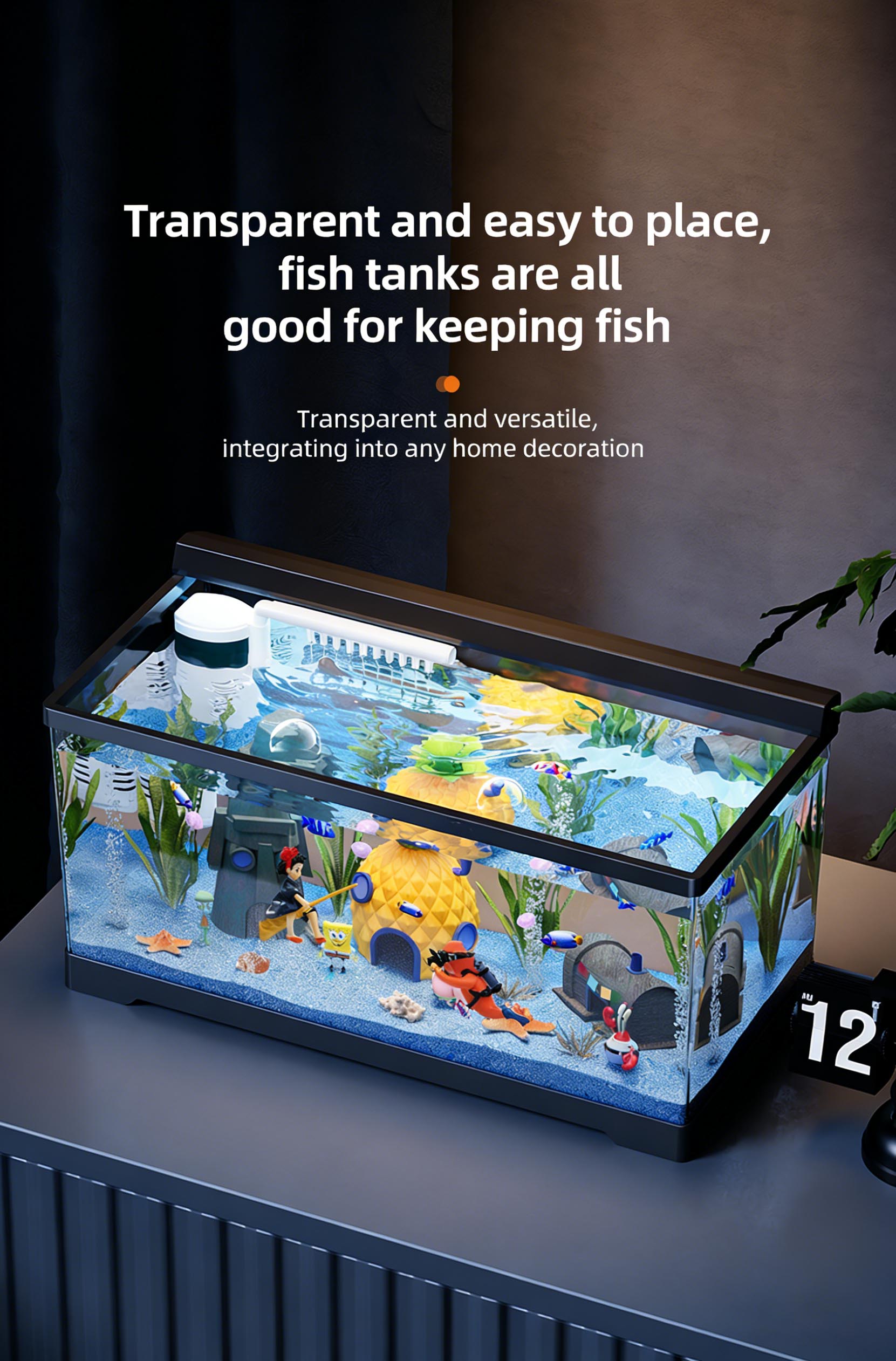 New 2026 Small Desktop Plastic Fish Tank, Anti-Drop Goldfish Aquarium, Eco-Friendly Fish Bowl, Living Room Decor, Easy Assembly