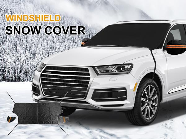 Windshield Snow Ice Cover for Cars, Extra Larger Size 82"x 62" Shade, Waterproof Winter Frost and Sunshade Cover with Side Mirrors Cover, Windshield Protector for Cars, SUVs, Trucks