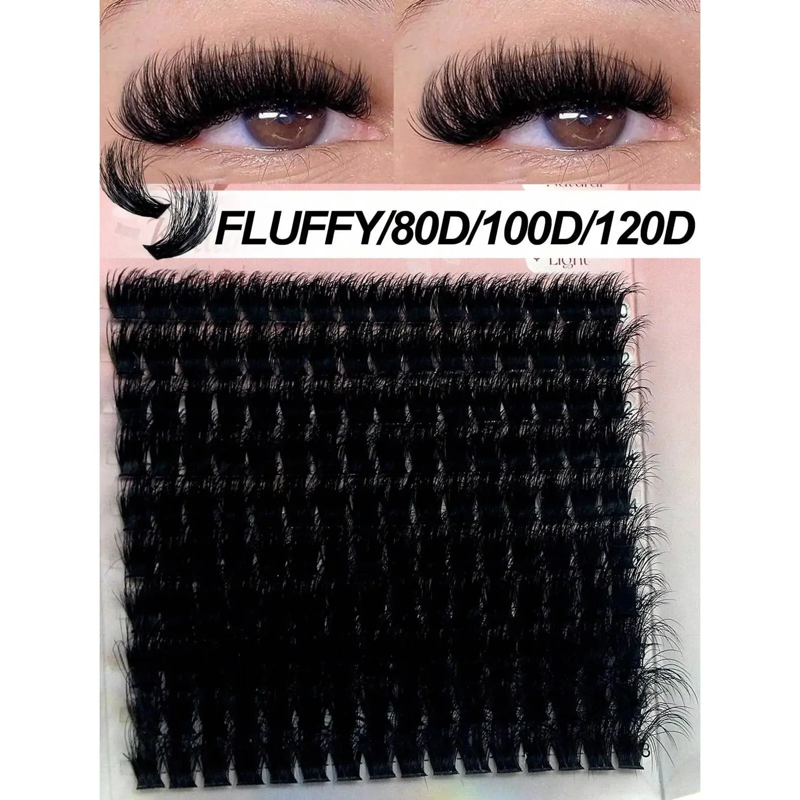 120D/100D/80D Fluffy Lash Clusters Kit Thick Cluster Eyelash Extensions Individual Lashes Faux Mink Eyelash Clusters D Curl 10MM/12MM/14MM/16MM/18MM Lash Extension Dramatic Eyelash Extensions Eyelashes Clusters