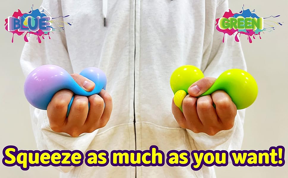 Squishy Dough Stress Ball Squeeze Toy (1 Pack) Squishy Stress Balls for Kids and Adults, Funny and Soft Change Color Squeeze Ball, Squish Ball, Ideal for Anxiety Relief, Autism, ADHD (Blue)