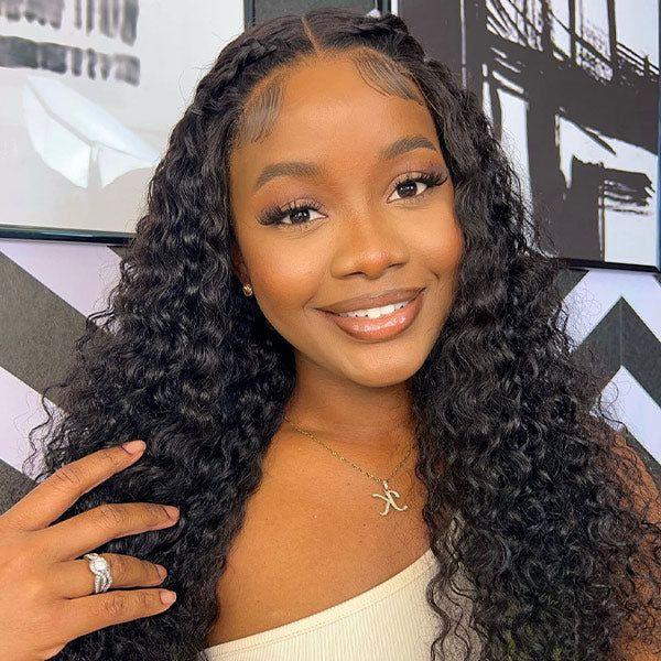 Tuneful Water Wave 13x6 HD Transparent Lace Front Wigs Human Hair 180 Density Wavy Human Hair Wigs for Women Curly Wave Hair Pre Plucked with Baby Hair