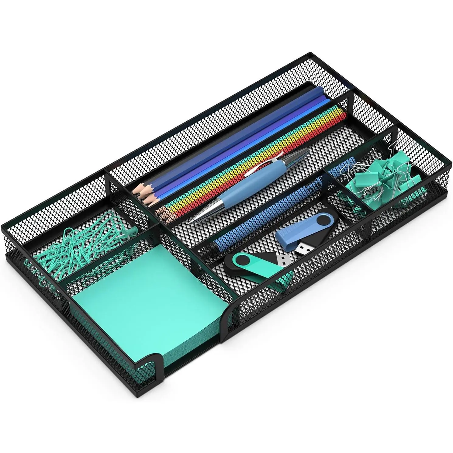 Desk Drawer Organizer, Small Metal Mesh Drawer Organizer Tray, Office Pencil Drawer Organizer Accessories for Desktop, Bathroom, Kitchen, Makeup,