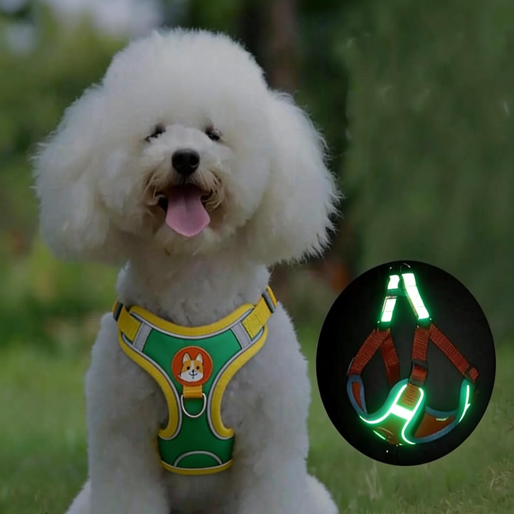 Reflective Pet Harness for Small Dogs, Comfortable Step-In Design, Night Safety Walks, No Pull Vest, Ideal for Evening Strolls