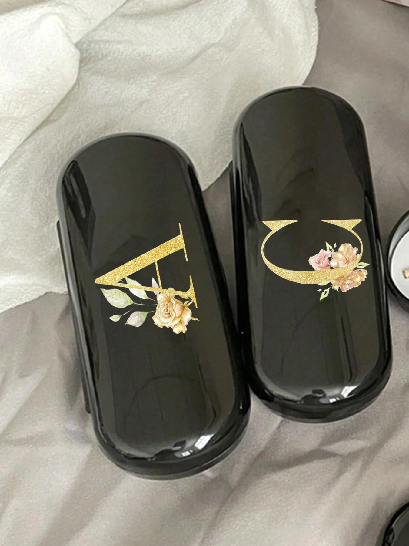 One cream-colored solid eyewear case, Glasses holder, easy to carry, waterproof and dustproof. Letter eyeglass hard case, letter pendant eyeglass case