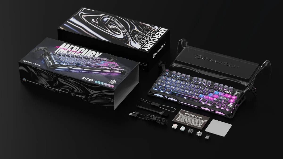 GravaStar Mercury K1 Pro 75% Wireless Mechanical Gaming Keyboard, Gasket Compact Custom Keyboard Hot-Swap Socket, Linear Switches, with RGB Backlit & Frame summerwins