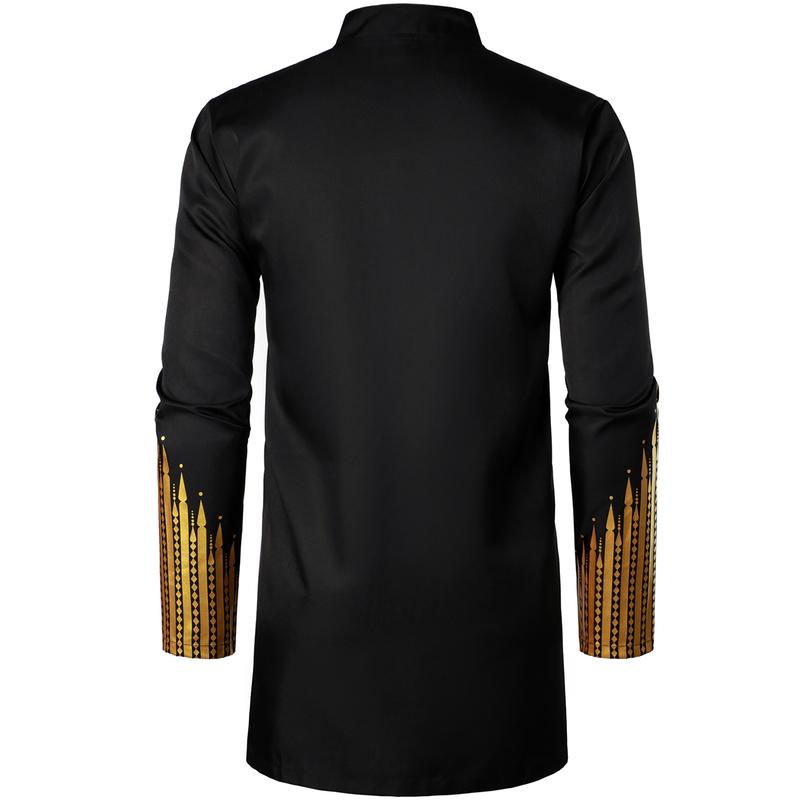 ZEROYAA Men's Traditional Suit Long Sleeve Button up African Dashiki Shirt and Pants Ethnic 2 Piece Outfit Clothes Cotton sets for men clothing men's 2 piece set Cardigan Breathable