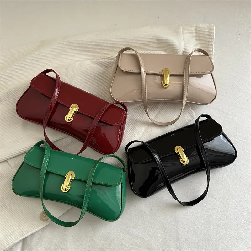 Shoulder Handbag Viral Fashion Accessory French Retro Baguette Bag Trendy Lock Design Underarm Bag Stylish Rectangle Purse Portable Clutch Bag For Women Lightweight Versatile Bag For Dating Shopping Daily Street Casual Outfits