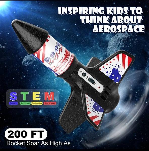 Auto Launch Spinner Rocket Toy, Soars Up to 200FT, Outdoor Flying Rocket with 2 Flight Modes, STEM Gift for Kids 8+