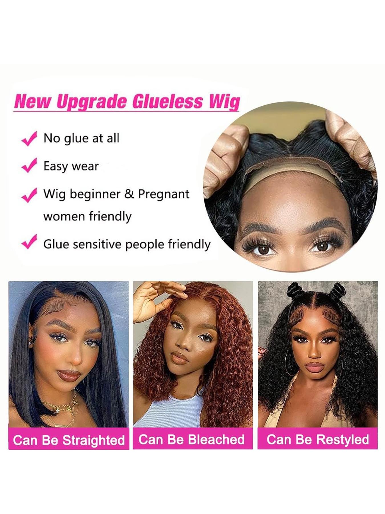 4x4 Wear And Go Glueless Bob Wig Human Hair Kinky Curly Lace Front Bob Wigs For Women Ready To Wear Short Curly Lace Closure Wigs Human Hair Pre Plucked Pre Cut 180 Density Natural Color No Glue Beginner Friendly