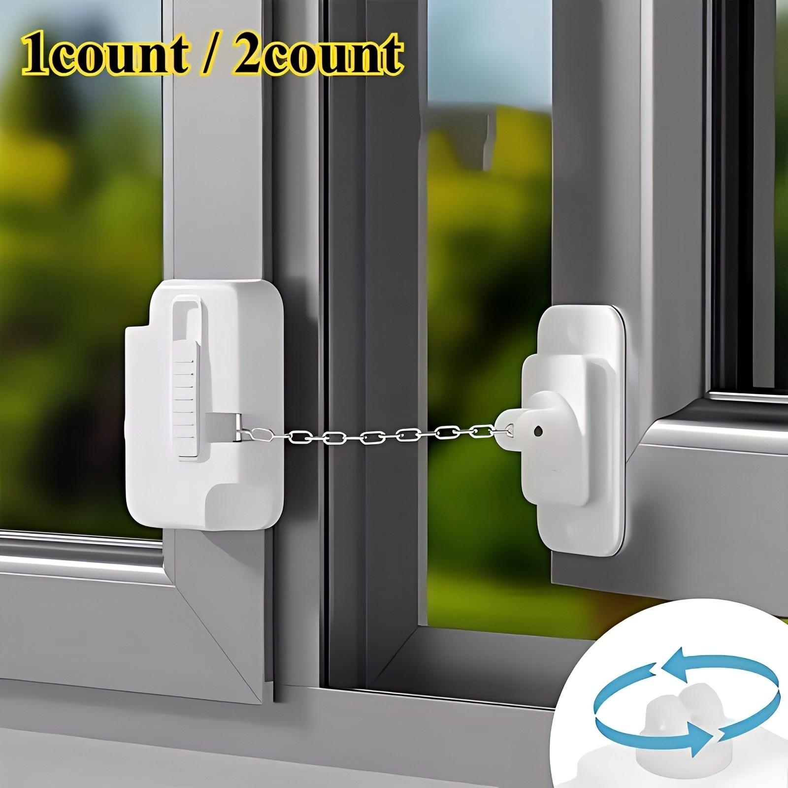 Adjustable Safety Vent Window Lock, Self-Adhesive Window Restrainer, Home Office Hotel Apartment Hardware, Includes Screws