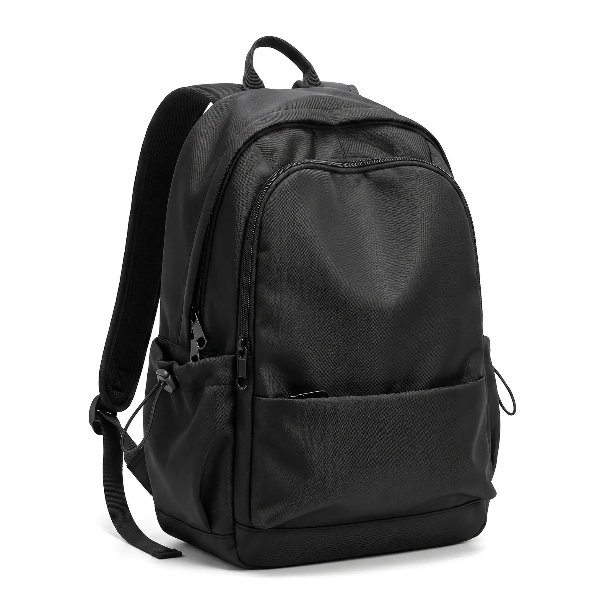 Unisex Everyday Essential Backpack, 14in Laptop Bag, Lightweight Nylon Organizer with Ergonomic Back Support, 20-35L Minimalist Plain Zip Pack for School Commute Travel