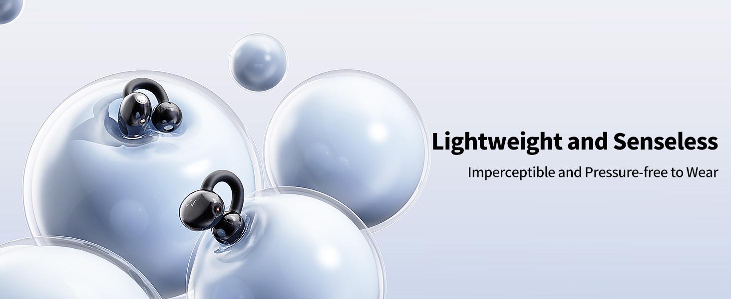 iWALK Open-Ear Clip Headphones Wireless Bluetooth HiFi Stereo Sound 16.2mm Graphene Diaphragm 30H Playtime LED Display Lightweight for Running Fitness Workout Yoga Audio Charging Digital