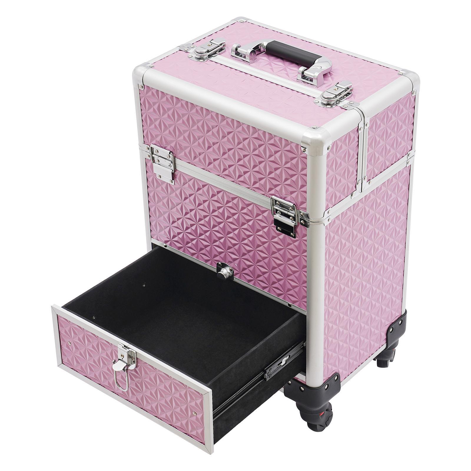 Rolling Nail Case Wheeled Manicure Storage Case Polish Organizer Professional Makeup Trolley for Studio or Travelling Nail Technician Artists Cosmetologist Stylist