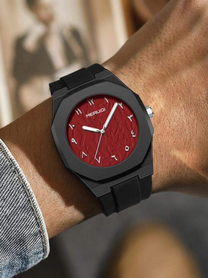 Men's All- Silicone Quartz Watch with Unique Texture, Skin-Friendly and Stimulus-Free Design, Elegant Gift Box Included