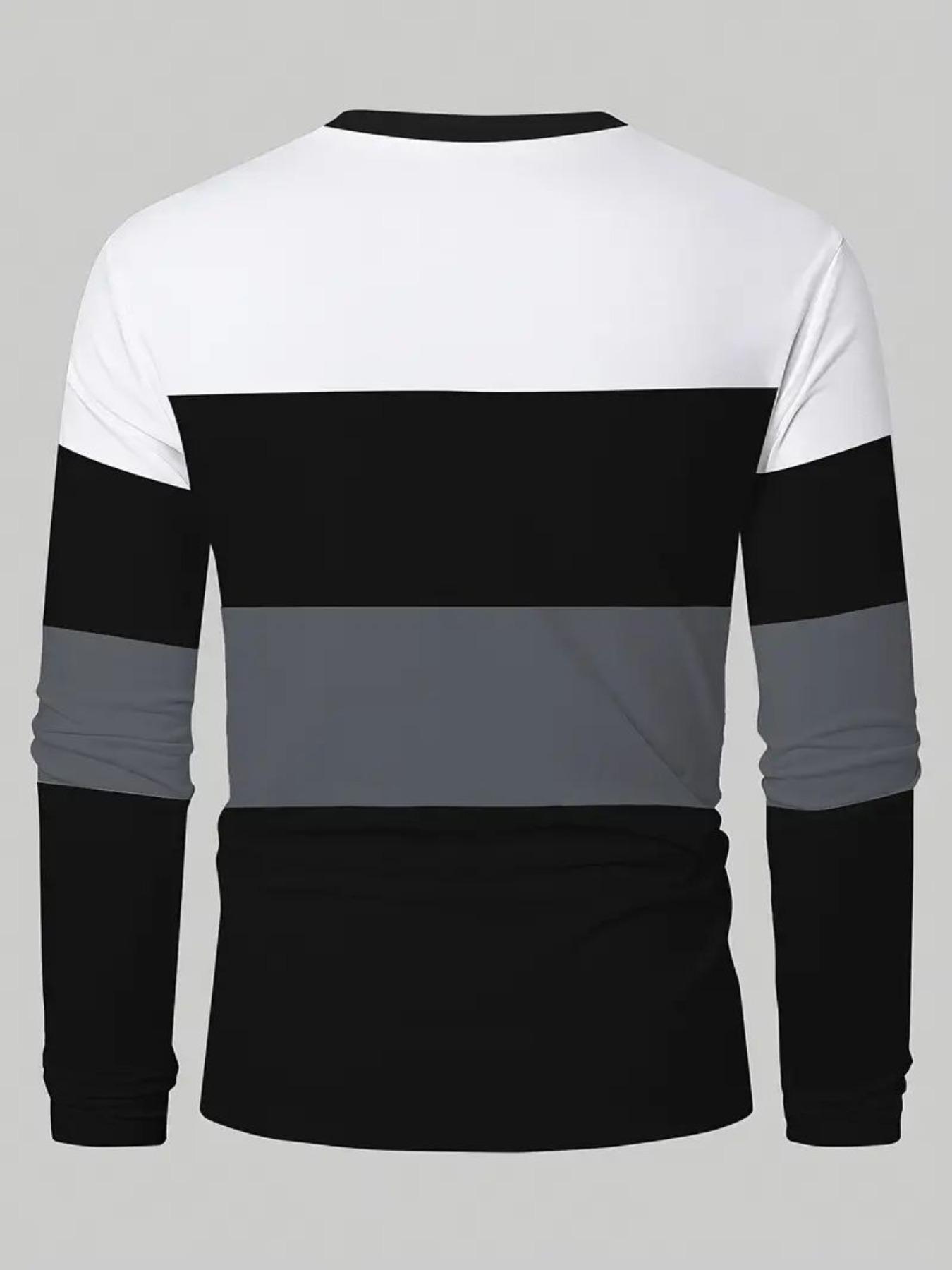 Men's Long Sleeve Striped Shirt, Casual & Formal Round Neck Design, All Seasons Wear, Colors Available