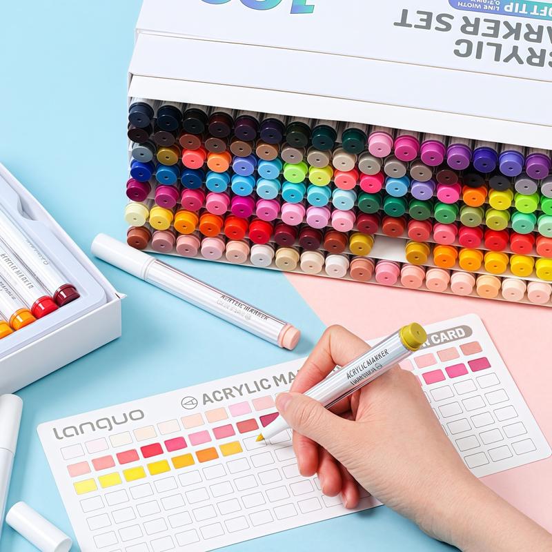 Acrylic Marker Pen Set, 126/72/54/36 Colors Soft Brush Acrylic Markers Set, Waterproof Pen, Soft Brush Nib for Glass Stone Metal Wood Plastic Paper, Acrylic Paint Pens
