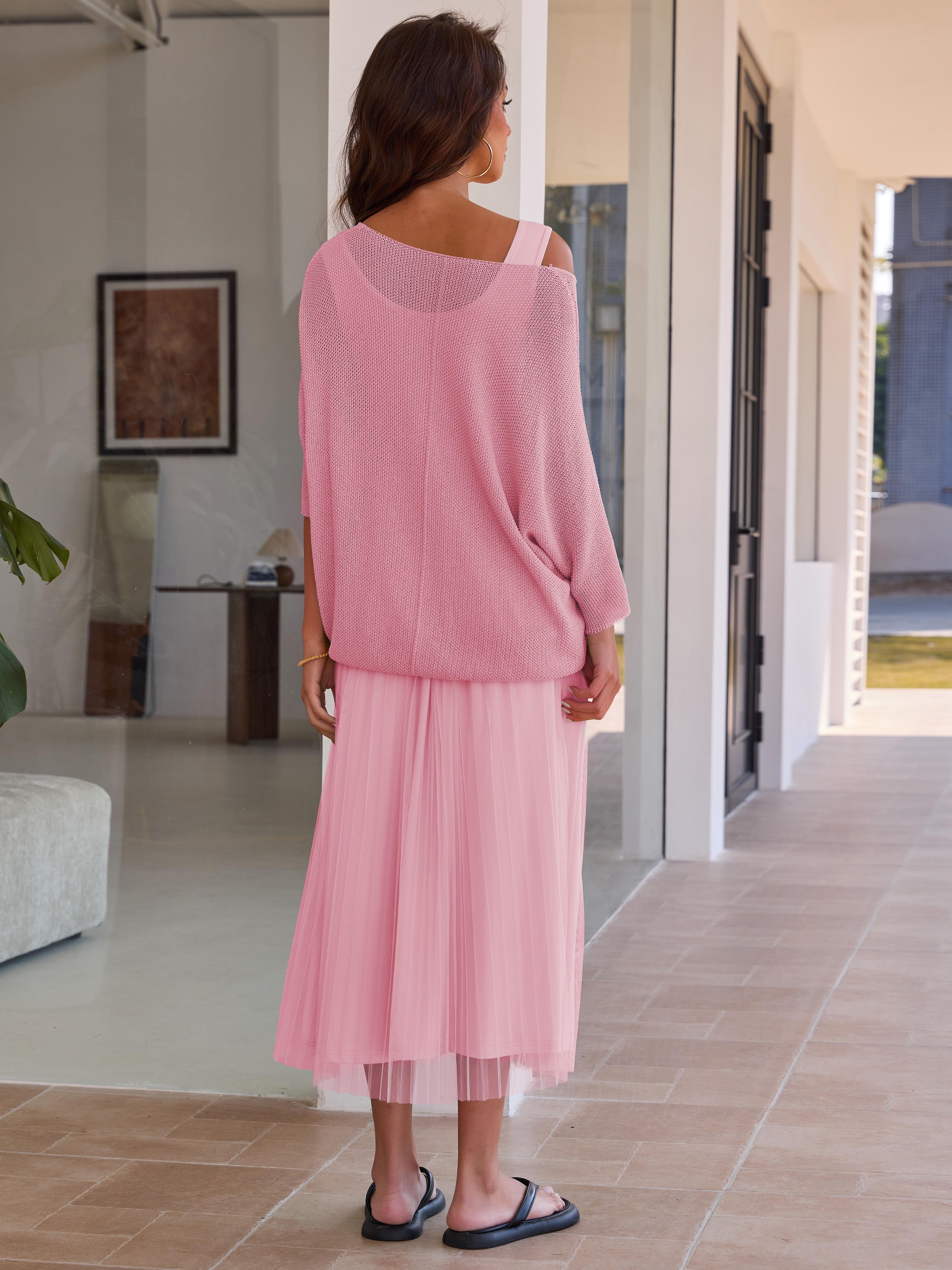 Joyfunear Women's Solid Color Knit Top & Dress Two piece Set Elegant Fashion Casual dress Set for Daily Outdoor Wear women Summer outfit