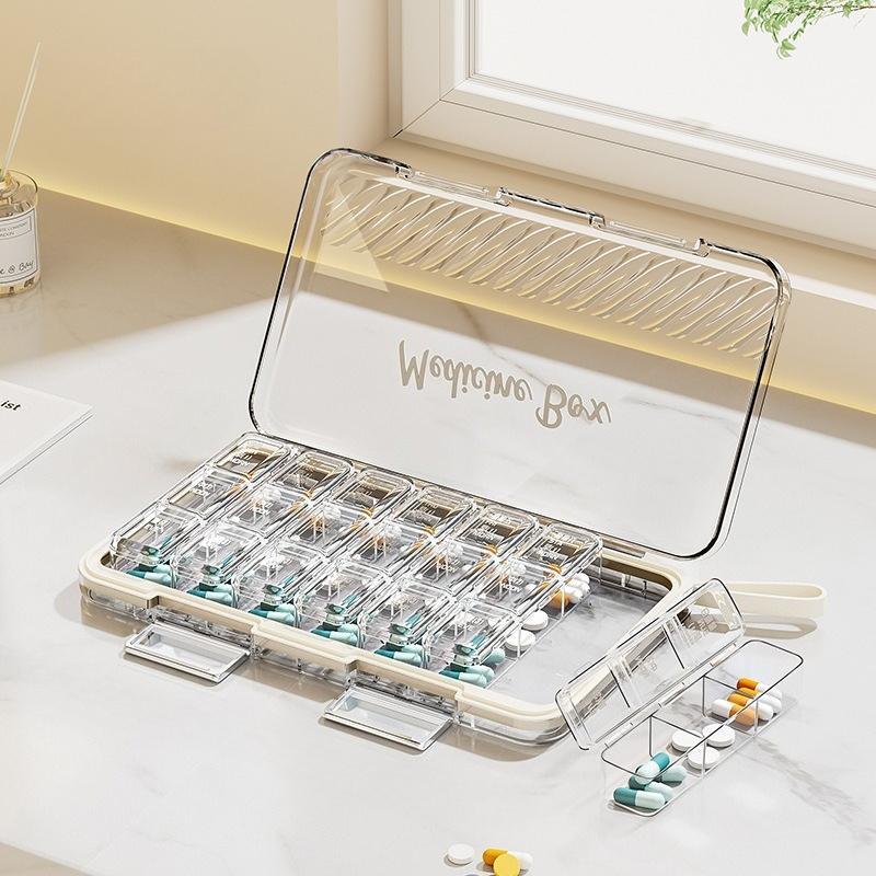 Portable Covered Medicine Box, Transparent Plastic, Easy to Carry and Separate, Clear Visibility, Ideal for Daily Use and Travel