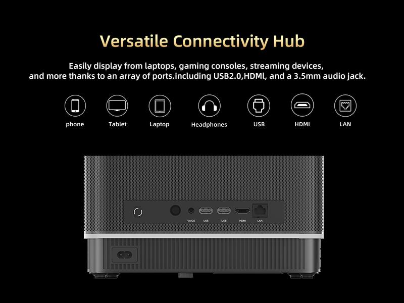 KTC Smart Projector Netflix Licensed / Dolby Audio, 4K Supported TRUE 600ANSI Native 1080P with WiFi / Bluetooth & Dual Strong Speakers,Seamless Autofocus & Keystone Home Theater Proyector 2025