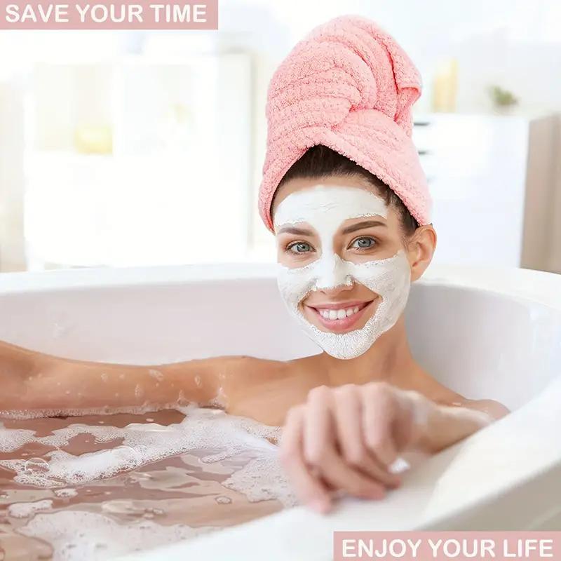 Large Size Super-Absorbent Microfiber Hair Salon Care Cap, 1/4 Counts Hair Drying Towel Suitable for Long and Thick Curly Hair, Ultra-Soft Towel Wrap with Elastic Ring #TOP PICKS