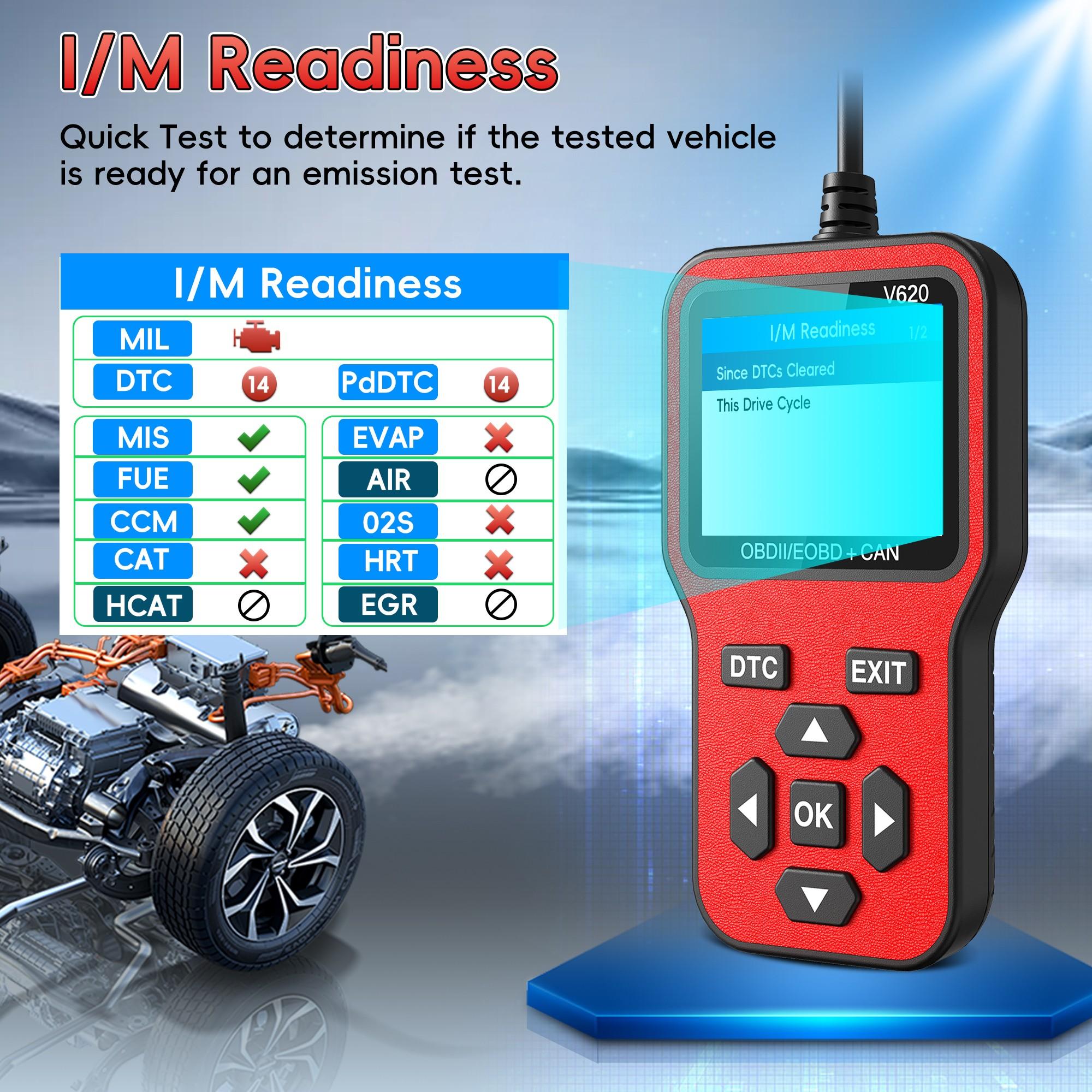 Car Code Reader, OBD2 Scanner Diagnostic Tool for Cars and Trucks, Check Engine Code Reader, OBD2 Scanner with Reset, escaner automotriz I/M Readiness for All OBDII Vehicles