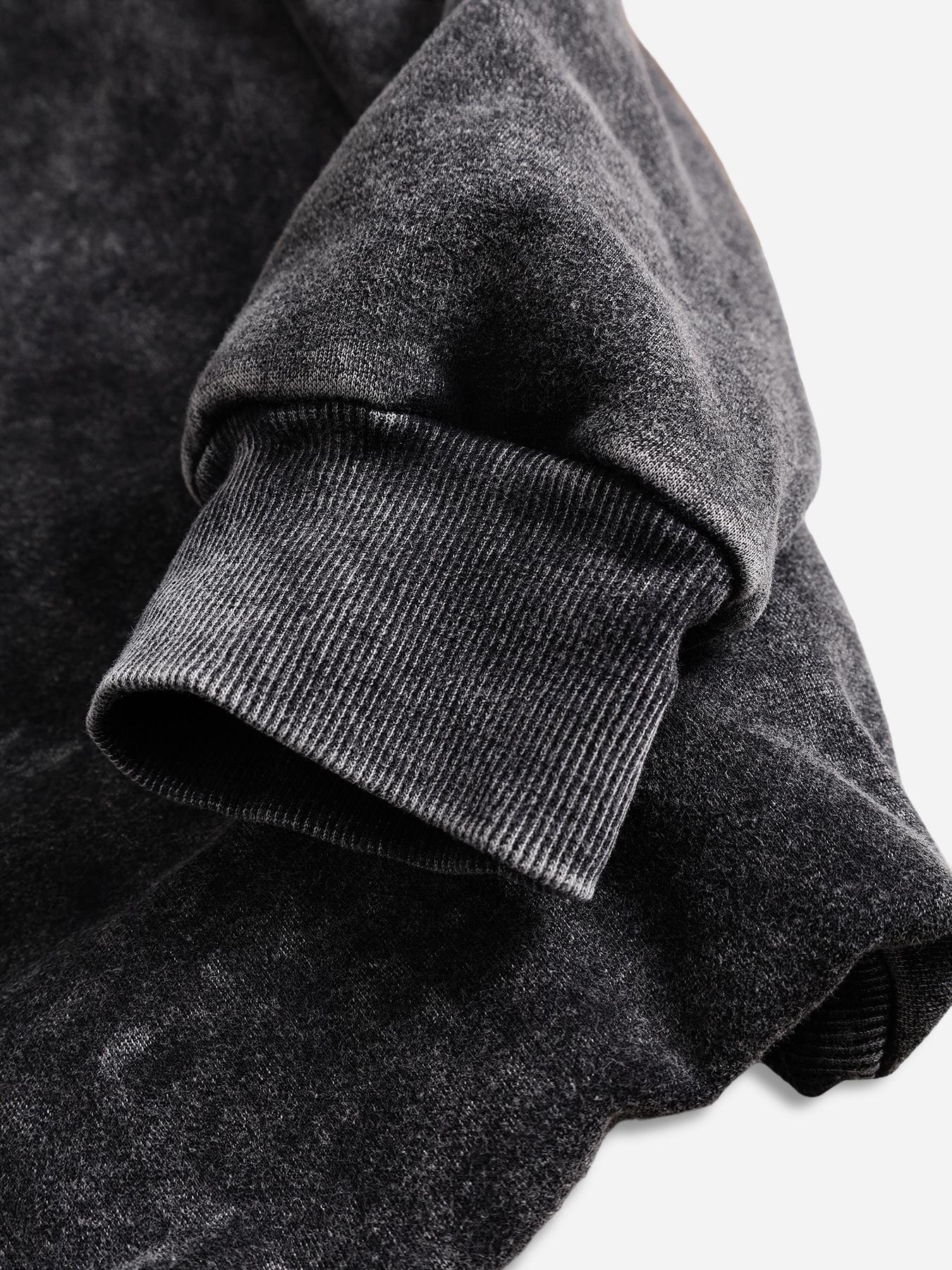 Women's Casual Fit Vintage Wash Cotton Pullover Sweatshirt, Round Neck Long Sleeve Fleece Lined Hoodie for Fall Winter Fashion