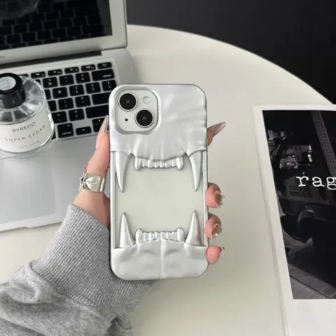 Creative Tiger Teeth Design Phone Case, Shockproof Phone Protective Cover, Smartphone Cover, Phone Accessory Compatible with iPhone 17 16 Pro Max 15 Pro 14 Plus 13 12, Tpu Cellphone Casing, Protection