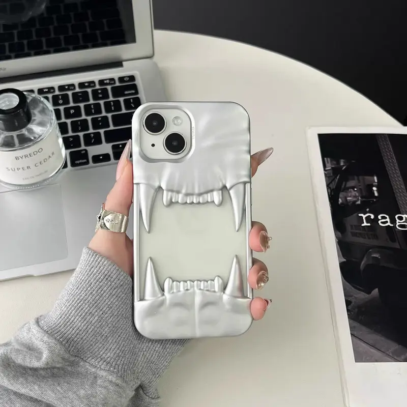 Creative Tiger Teeth Design Phone Case, Shockproof Phone Protective Cover, Smartphone Cover, Phone Accessory Compatible with iPhone 17 16 Pro Max 15 Pro 14 Plus 13 12, Tpu Cellphone Casing, Protection