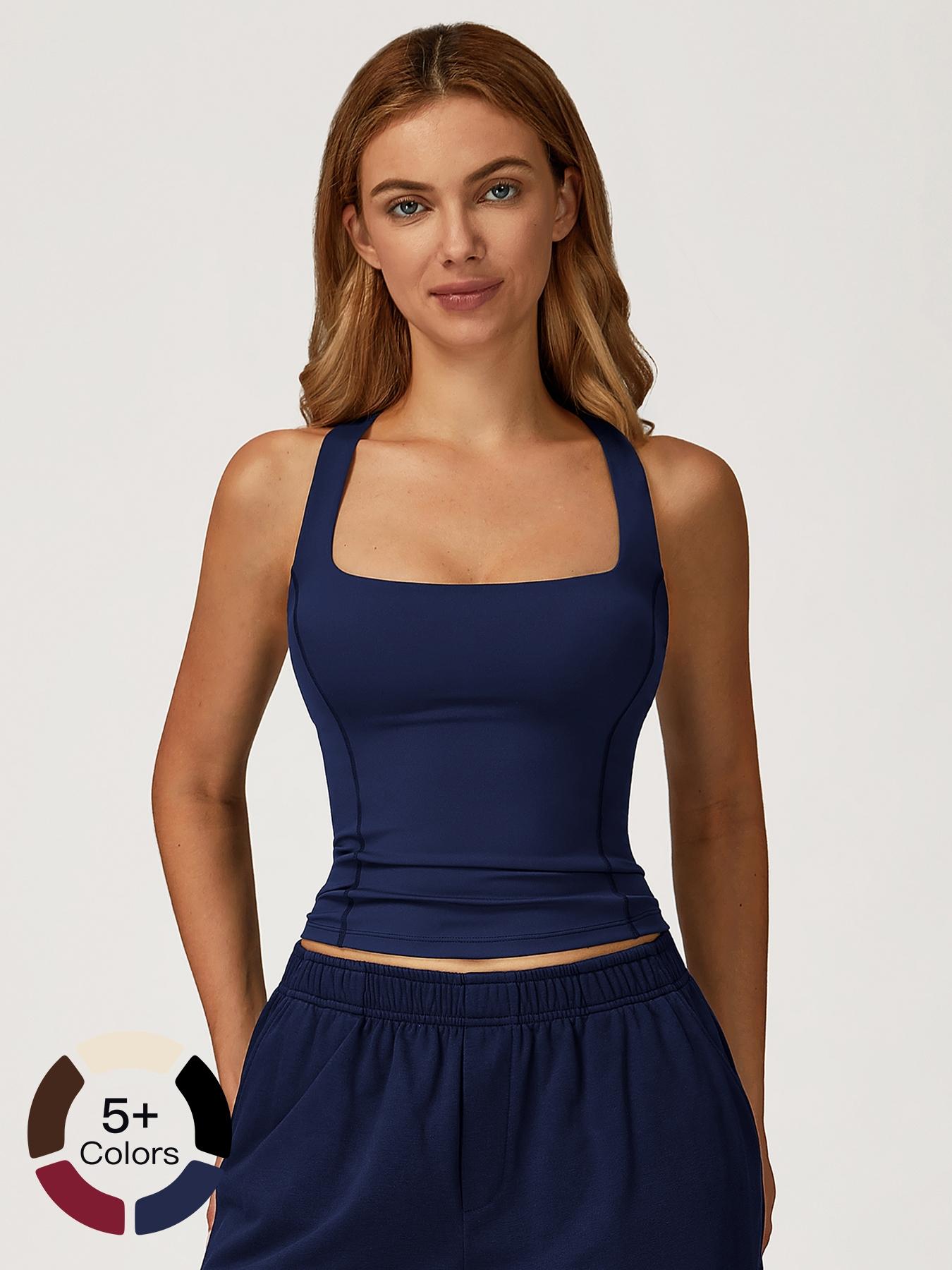 Women's Seamless Yoga Vest, Cross Back Design, Tight-Fitting Sports Tank Top, Sporty Cami Top for Outdoor Running & Fitness Workout Wear