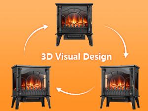 Electric Fireplace Heater, 22-inch Freestanding Fireplace Heater, 3D Realistic Flame Effects, Thermostat, Overheating Protection, for Indoor Use heaters, Black,Halloween Decorations Electric Fireplace Heater, 22-inch Freestanding Fireplace Heater, 3D Realistic Flame Effects, Thermostat, Overheating Protection, for Indoor Use heaters, Black,Halloween Decorations