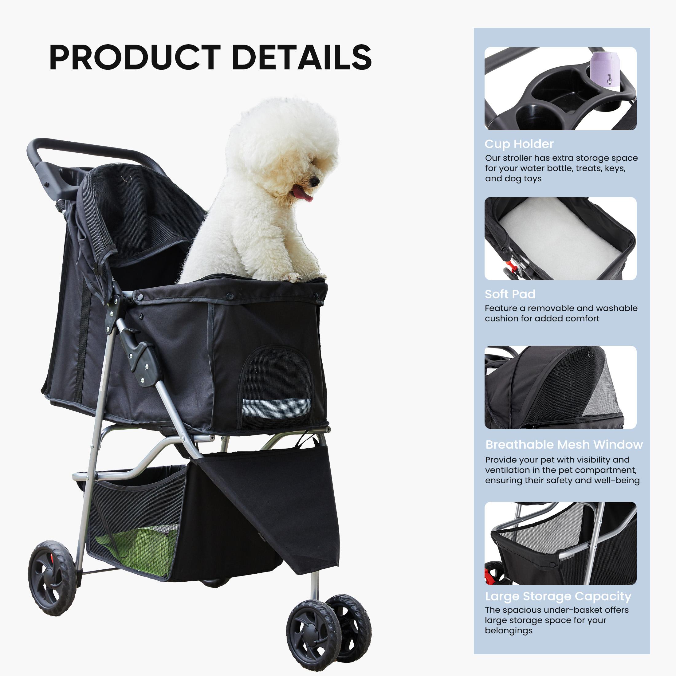 Foldable Portable Pet Stroller for Small to Medium Dogs and Cats Lightweight with Mesh Windows Storage Basket Safety Leash Cup Holders Foldable Portable Pet Stroller for Small to Medium Dogs and Cats Lightweight with Mesh Windows Storage Basket Safety Leash Cup Holders