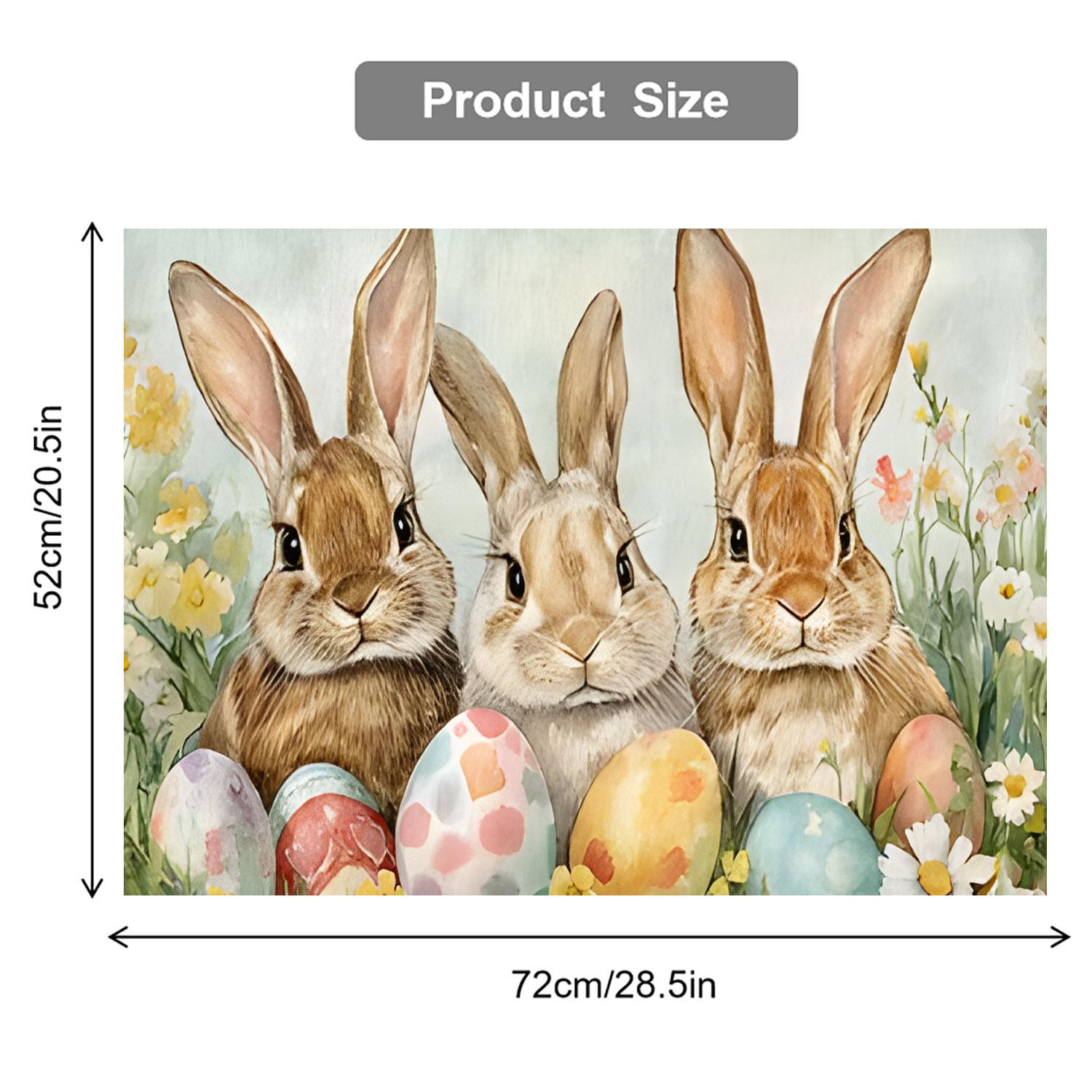 Easter Soft Electronic Stove Panel Protector Pad, Rabbit Bunny Egg Flower Design, Scratch Resistant, Easy to Clean, Multi-Purpose Kitchen Cover