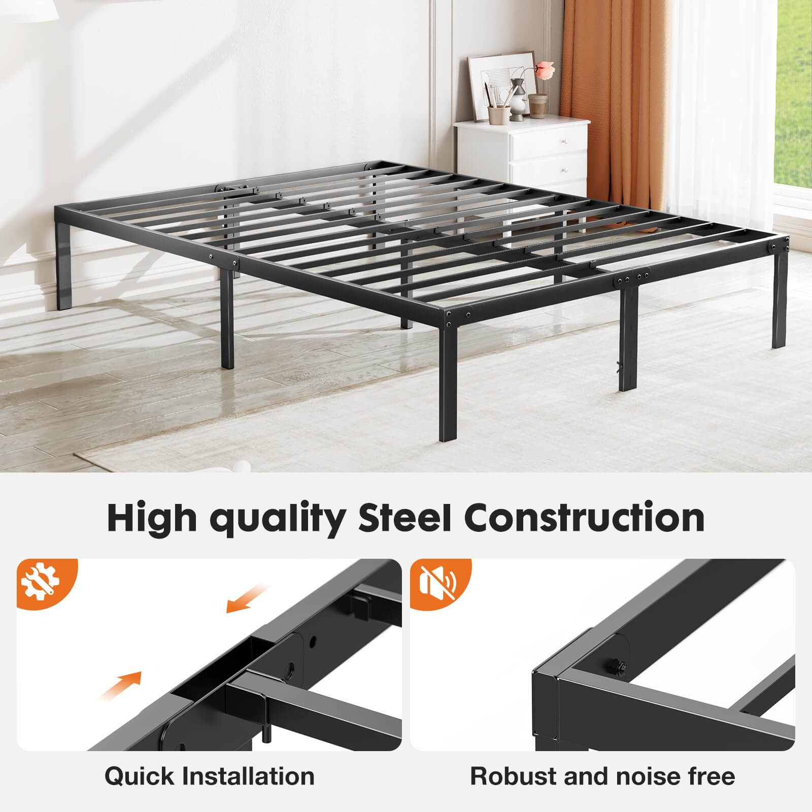 Bed Frame, Heavy Duty Metal Platform Bed with Underbed Storage, 12 Inches, Sturdy Steel Slat Support, No Box Spring Required Furniture Home Modern Interior