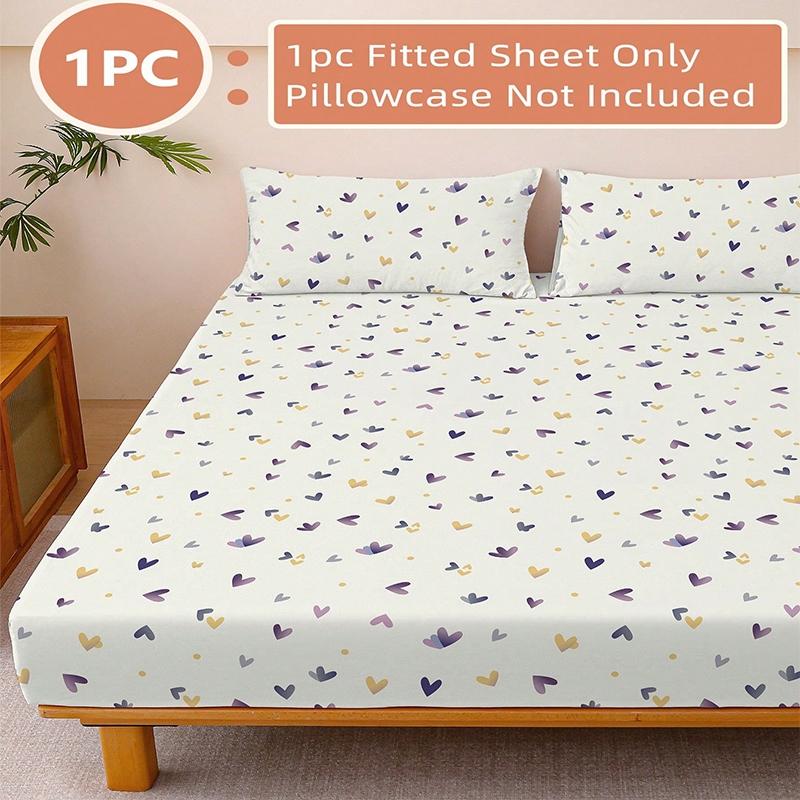 1PC Printed Fitted Sheet, Machine Washable, Soft & Comfortable, Anti-Slip & Non-Curl Design, Warm & Skin-Friendly for All Seasons, Festive Home Decor, Soft Breathable Sheet (No Pillowcase Included)