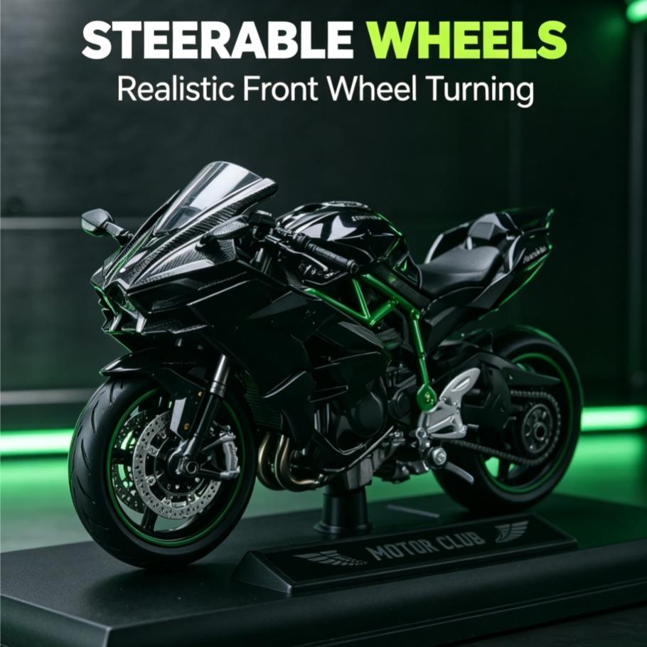 Alloy Motorcycle Model with Steering and Suspension, Perfect Cake Decoration, Detailed Collectible for Motorbike Enthusiasts, Halloween Christmas Gift