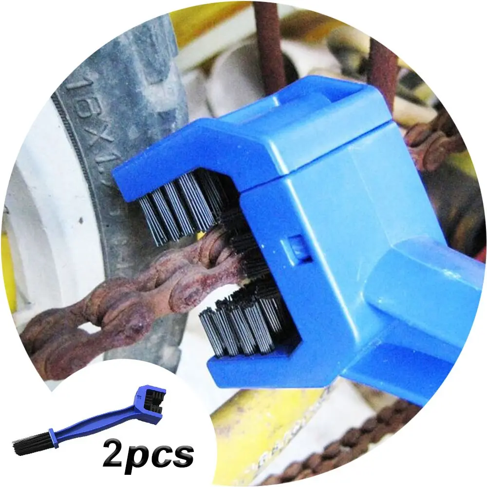 Motorcycle Chain Brush, Bicycle Chain Cleaning Lubrication Kit (2 Pieces), Bike Chain Cleaning Tool, Motorcycle Chain Ring Cleaner