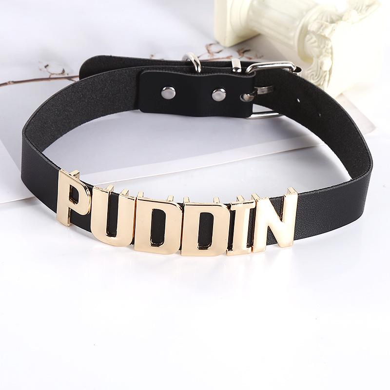 Women's Harley-Style Leather Short Neckband Choker Necklace with Letter Print - Punk Look Cosplay Accessory for Daily Party Outfits, Adult Use, Choker Fit