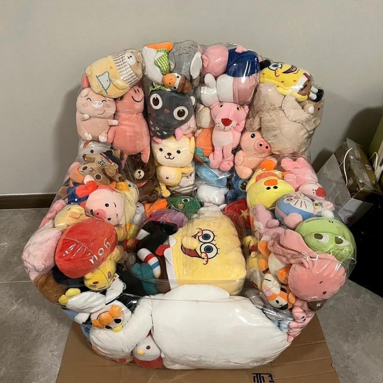 DIY Transparent Doll Sofa Cover, PVC Filled Animal Storage Display Rack, Cute Mini Furniture for Room Decor and Collection Storage