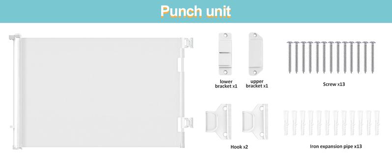 dearlomum Retractable Baby Gate 33.6" Tall Extends 55"-197" Wide Child Safety Gate for Doorways Stairs Hallways Indoor/Outdoor Black/Grey Playpen Nursery Infant Newborn