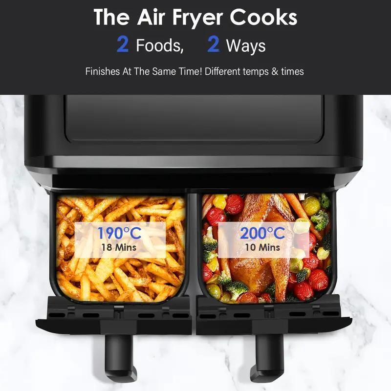 Digital Display Air Fryer Oven - Rapid Healthy Cooking, 8-in-1 Multi-Functional, Dual Basket, Space-Saving Design for Versatile Meals Kitchen Appliances Multifunction Outdoorfun Durable