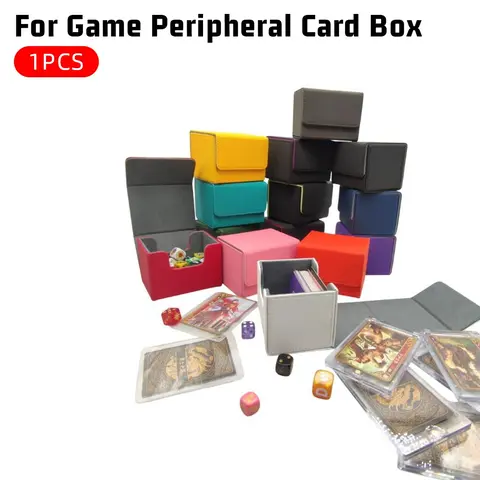 Card Game Card Box, 1 Count Flip Side Inserted Type Leather Card Collection Box, Game Peripheral Card Box, Home Organizer for Living Room Bedroom, Trading Card Storage, Card Collector Box
